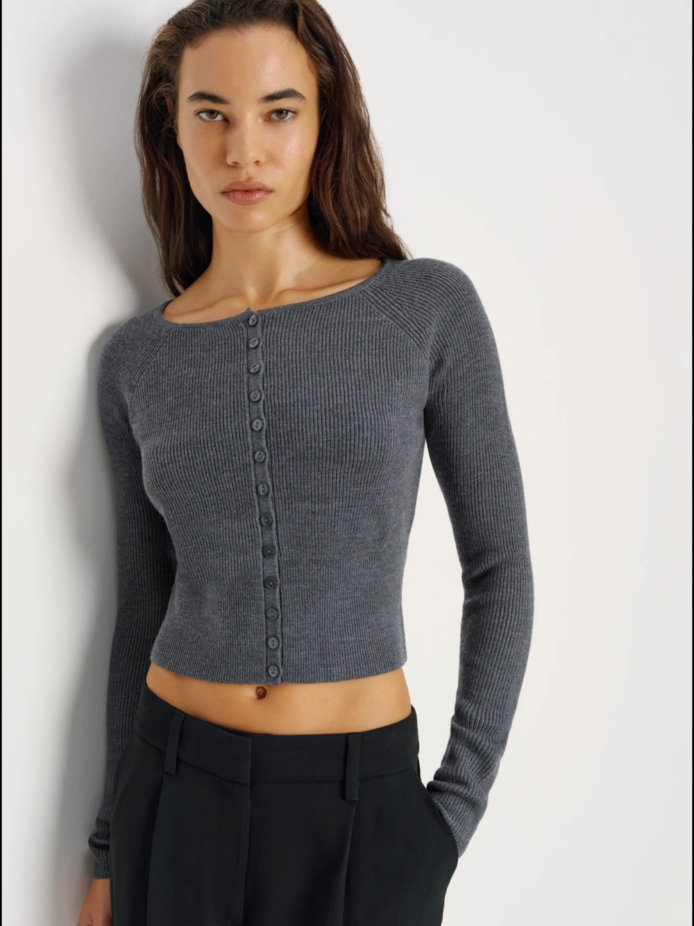 Reformation meadow regenerative cardigan in color mid grey